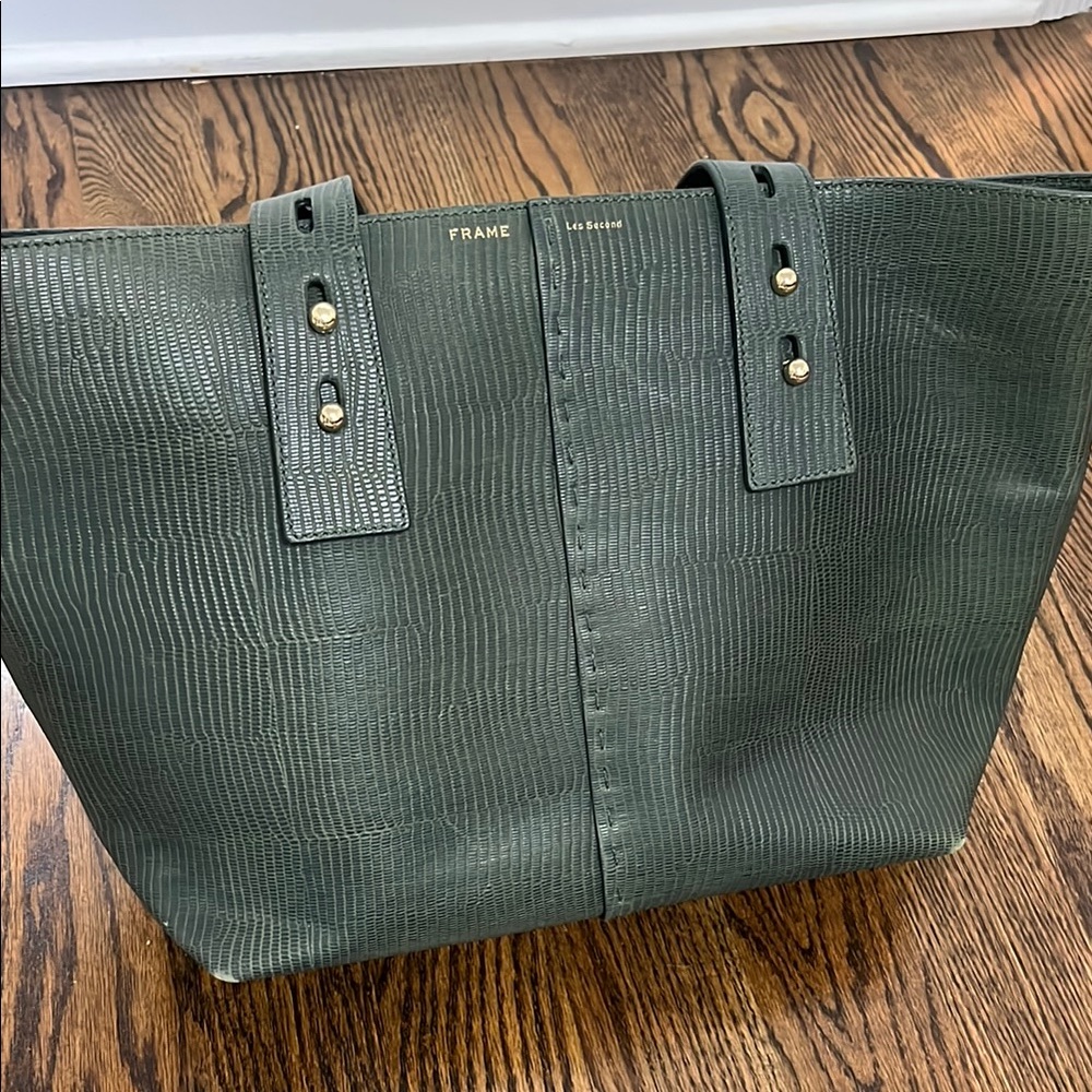 Frame Green Shoulder Bag with Textured Design